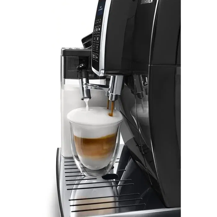 Delonghi ECAM 350.55.B Dinamica - Machine expresso automatique avec broyeur, écran tactile, One Touch Cappuccino, 4 boissons en accès direct, réservoir 300 g, Noir
