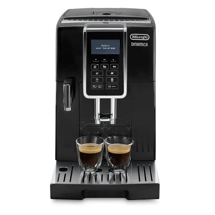 Delonghi ECAM 350.55.B Dinamica - Machine expresso automatique avec broyeur, écran tactile, One Touch Cappuccino, 4 boissons en accès direct, réservoir 300 g, Noir