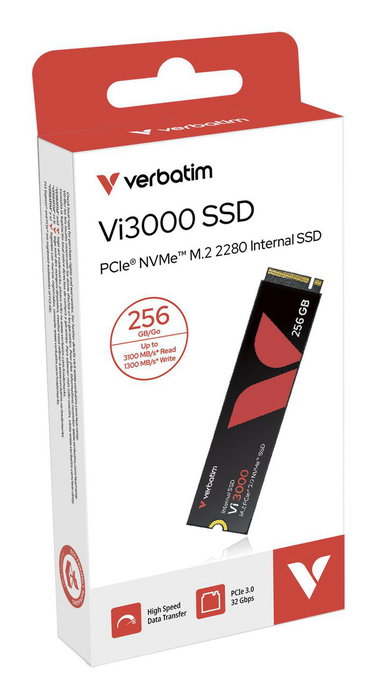 Verbatim Vi3000 M.2 PCIe NVMe SSD 256 Go Verbatim Vi3000 M.2 PCIe NVMe SSD 256 Go