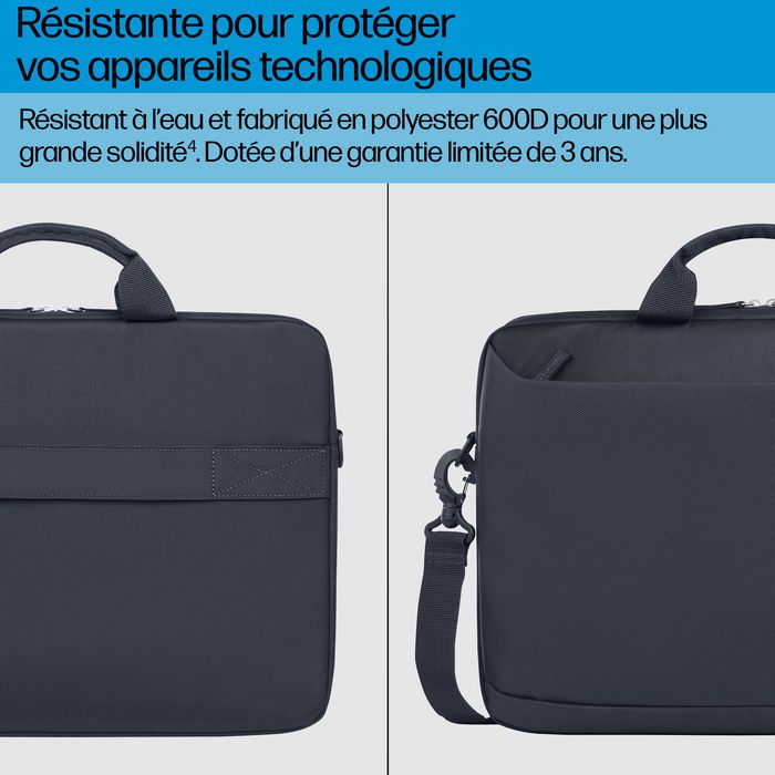 HP Sacoche PC Portable 16 Pouces, Mallette Protection, Compartiment Matelassé, Résistante à l'Eau, 12L, Polyester 600D Recyclé, Garantie 3 Ans