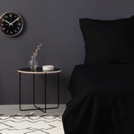 BigBuy Home Parure de couette King Size Noir en Satin de Coton