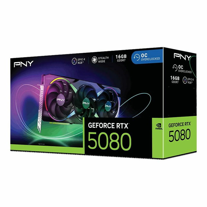 PNY GeForce RTX 5080 16GB ARGB Overclocked Triple Fan PNY GeForce RTX 5080 16GB ARGB Overclocked Triple Fan