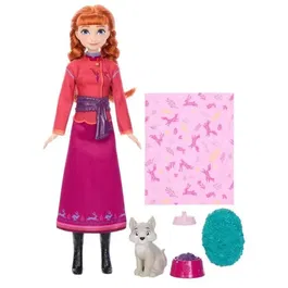 Disney Frozen - Coffret de jeu Anna et le Louveteau, 4 accessoires, figurines et poupée inspirées de La Reine des Neiges et Animals of Arendelle - JFG17