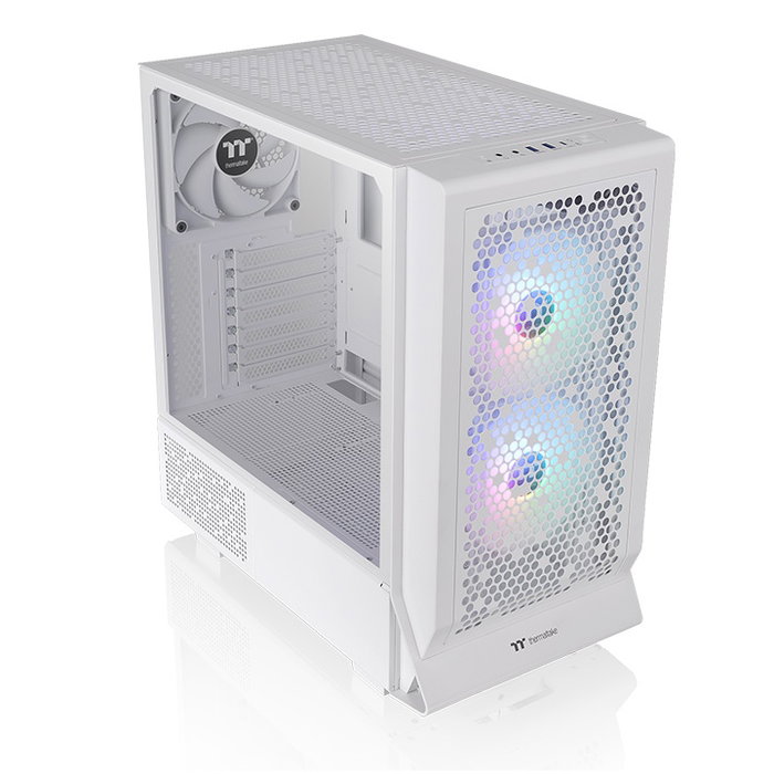 Thermaltake Ceres 330 TG ARGB Snow - Boîtier PC gaming tour Midi blanche, vitre trempée, refroidissement avancé, USB-C
