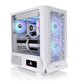 Thermaltake Ceres 330 TG ARGB Snow - Boîtier PC gaming tour Midi blanche, vitre trempée, refroidissement avancé, USB-C
