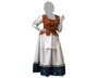 Déguisement costume médiéval serveuse femme adulte, robe longue blanche avec chaleco et delantal, taille XXL