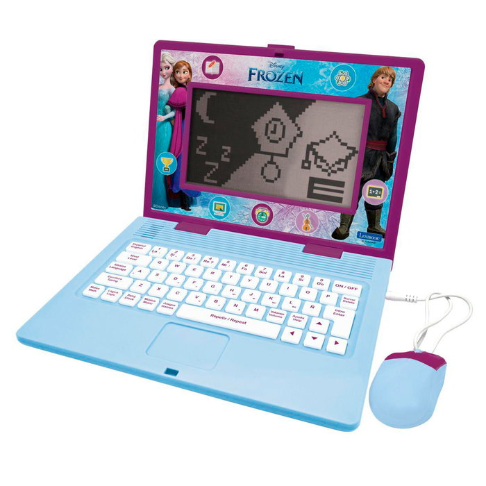 Lexibook Ordinateur Portable Educatif Bilingue Anglais/Espagnol Frozen pour Enfants +4 ans - 170 Activités, Licence Disney - Modèle Jc599Fzi2