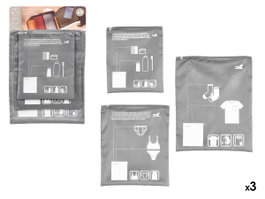 Arte Regal Set de 3 Pochettes de Voyage en Plastique Gris 34x2x28 cm (Set de 24)