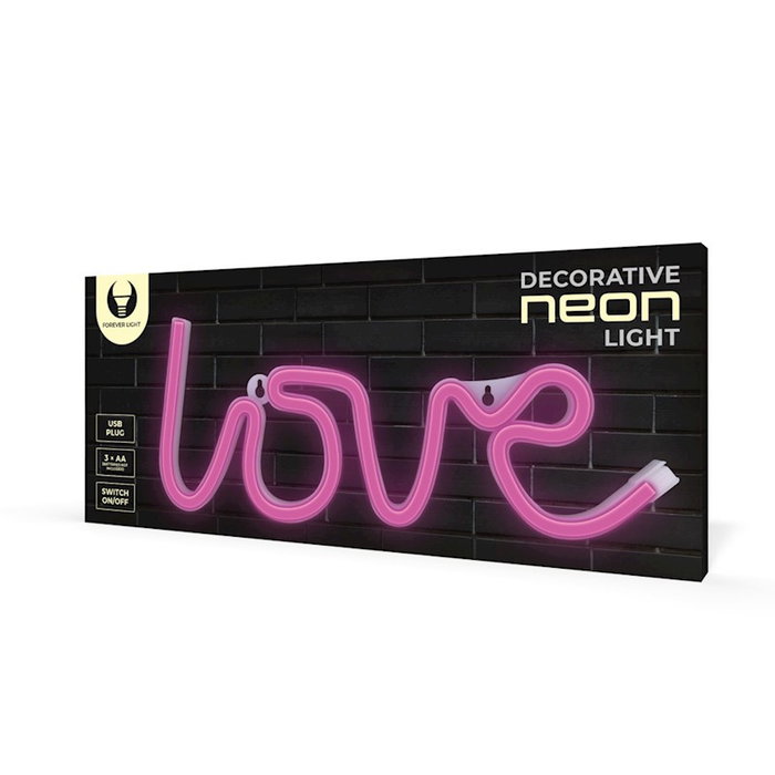 Forever Lampe Néon LED LOVE Rose – Décoration Lumineuse avec Alimentation USB ou Piles Forever Lampe Néon LED LOVE Rose – Décoration Lumineuse avec Alimentation USB ou Piles