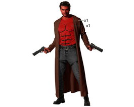 Déguisement Démon Rouge Adulte XXL avec Camisola Musculosa et Longue Cape - Idéal pour Halloween, Carnaval et Fêtes Costumées