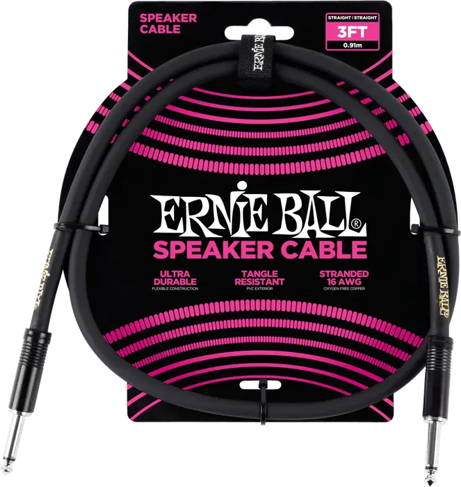 ERNIEBALL Câble haut-parleur jack-jack 0,91 m - Noir ERNIEBALL Câble haut-parleur jack-jack 0,91 m - Noir