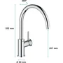 GROHE Mitigeur Monocommande pour Évier - Gris Métal - Hauteur 332 mm - Profondeur 223 mm