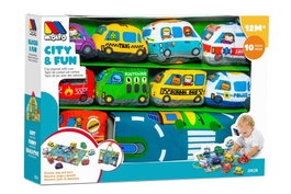 Molto Tapis d'éveil City and Fun avec 9 véhicules en tissu (transformable en sac) - Jouet d'éveil dès 1 an