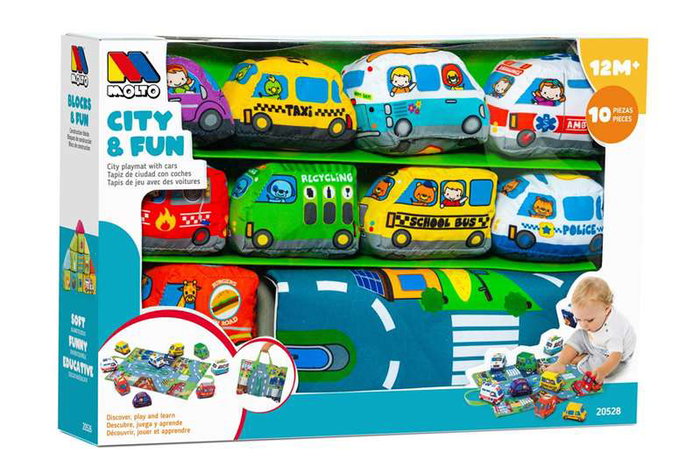 Molto Tapis d'éveil City and Fun avec 9 véhicules en tissu (transformable en sac) - Jouet d'éveil dès 1 an Molto Tapis d'éveil City and Fun avec 9 véhicules en tissu (transformable en sac) - Jouet d'éveil dès 1 an