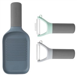 Berghoff 3950295 Set de 2 Éplucheurs avec Lame en Acier Inoxydable + Râpe Multiusos pour Fruits et Légumes