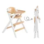 Roba Chaise Haute Pliable FOLD UP SMART avec Plateau Repas et Harnais de Sécurité 3 Points - Bois Blanc - Capacité 15 kg