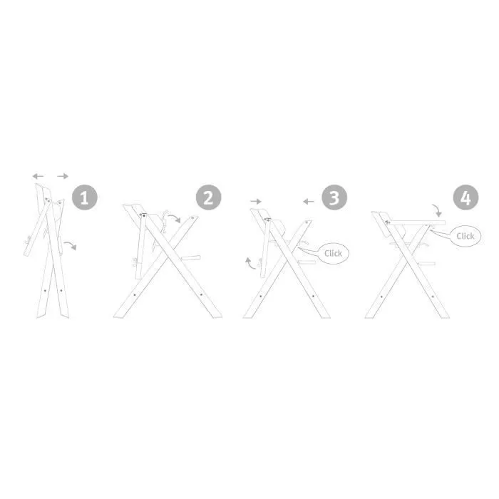 Roba Chaise Haute Pliable FOLD UP SMART avec Plateau Repas et Harnais de Sécurité 3 Points - Bois Blanc - Capacité 15 kg