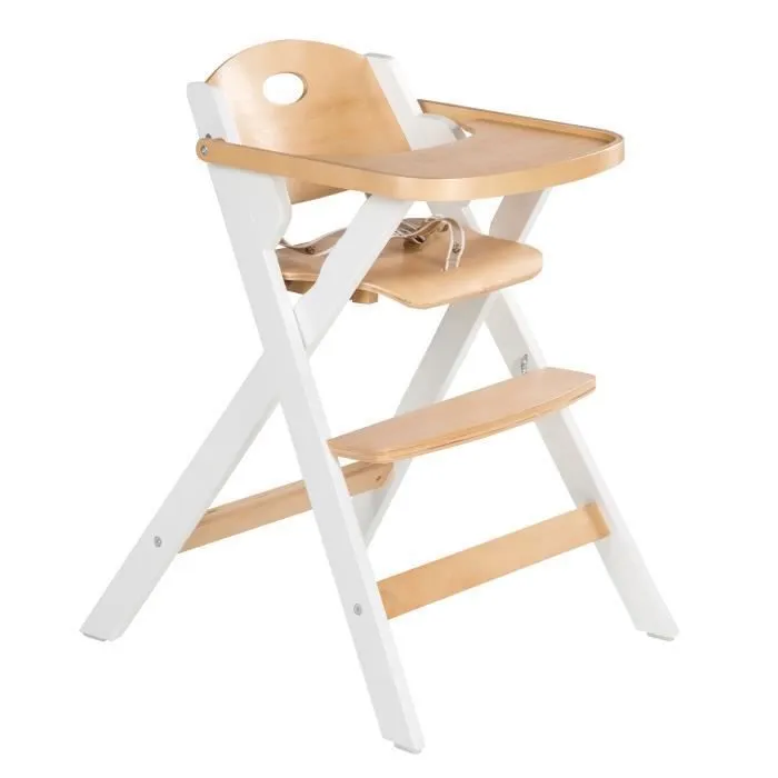 Roba Chaise Haute Pliable FOLD UP SMART avec Plateau Repas et Harnais de Sécurité 3 Points - Bois Blanc - Capacité 15 kg