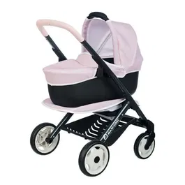 Smoby Poussette 3 en 1 avec Landau Nacelle Rose Compatible Maxi-Cosi pour Bébé et Poupon à partir de 3 ans, Panier de Rangement, Roues Multidirectionnelles