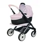 Smoby Poussette 3 en 1 avec Landau Nacelle Rose Compatible Maxi-Cosi pour Bébé et Poupon à partir de 3 ans, Panier de Rangement, Roues Multidirectionnelles