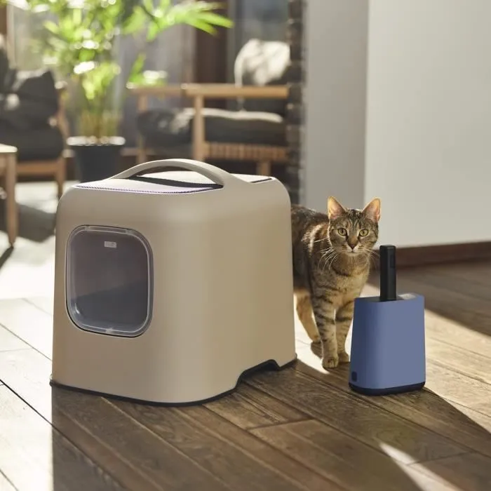 Rotho Mypet Pelle à litière avec support et distributeur de sacs Biala - Bleu Horizon