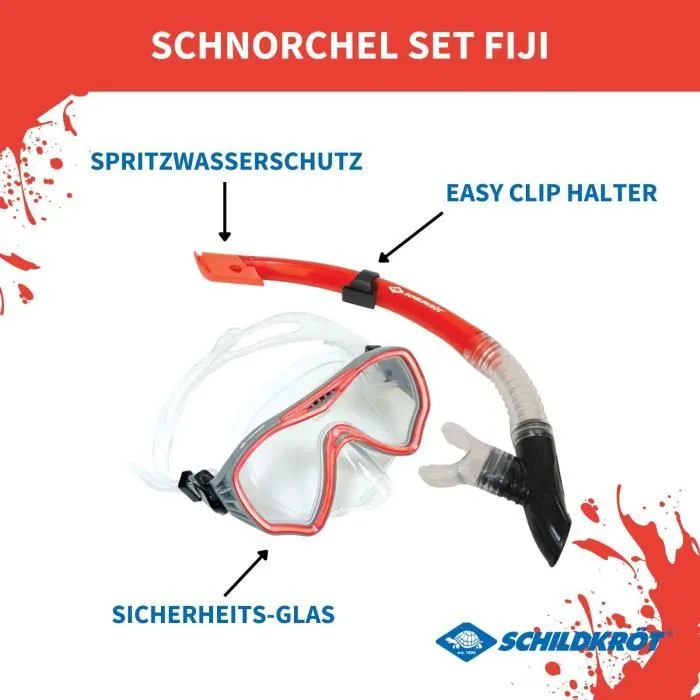 Schildkröt Set de Plongée Fiji Masque et Tuba Taille Unique - Masque Monoverre Sécurité Trempé & Tuba Flexible avec Purge pour Adultes et Adolescents