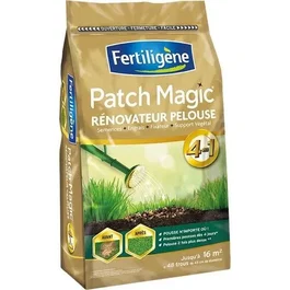 Fertiligene Rénovateur Pelouse Patch Magic FPATCH36C - 3.6 KG - Formule 4 en 1 pour semis, réparation rapide et pelouse dense - Résiste au soleil et à l'ombre