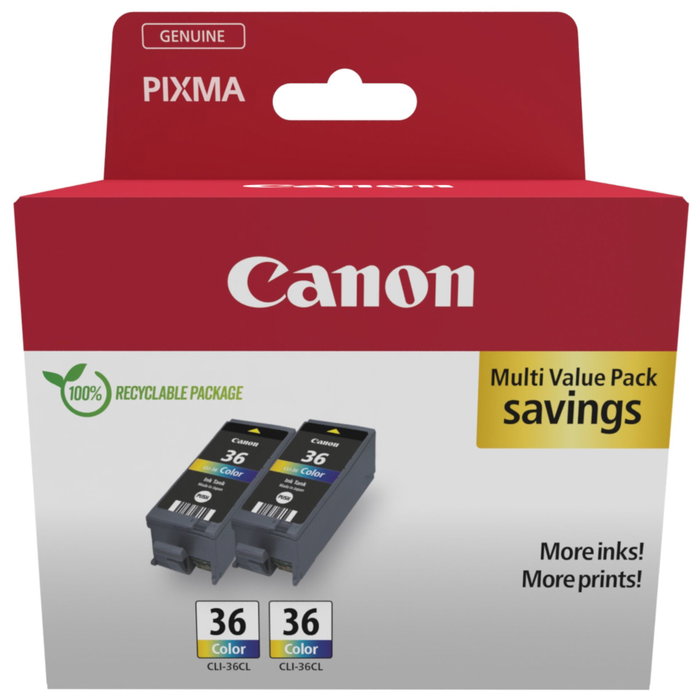 Canon CLI-36 Color Twin Pack - Multipack Cyan, Magenta, Jaune