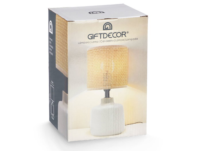 GIFTDECOR Lampe de table ronde Jaune-Blanc