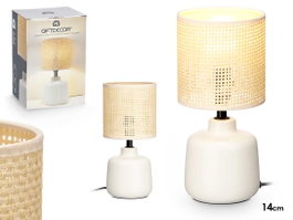GIFTDECOR Lampe de table ronde Jaune-Blanc