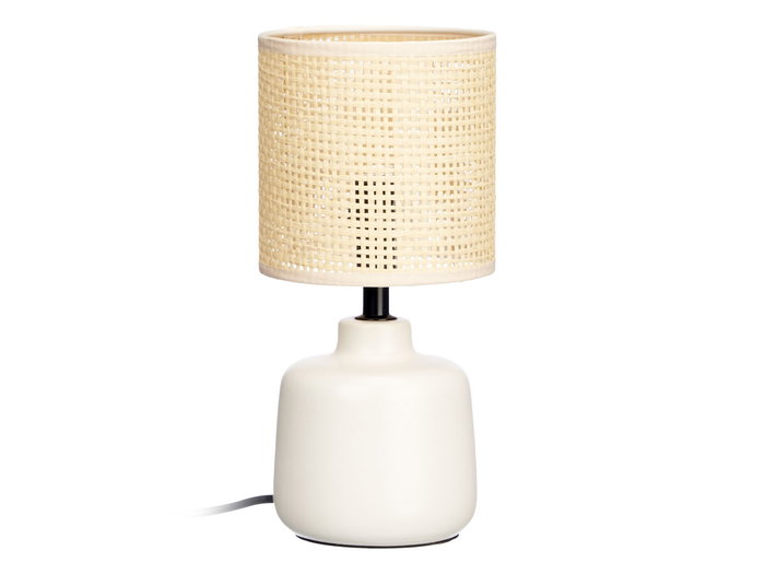 GIFTDECOR Lampe de table ronde Jaune-Blanc