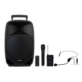 Fonestar Sistem MALIBU-312 Enceinte portable avec micro Bluetooth/USB/microSD/FM/LINE et 2 micros UHF 250 W