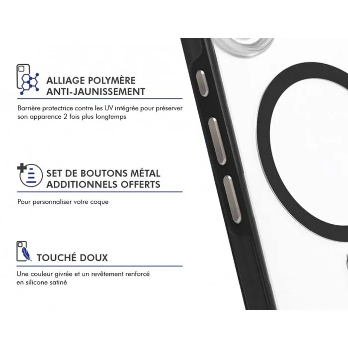 Force Case Coque FC Air Xtrem Frost MagSafe pour iPhone, Protection Premium Compatible MagSafe, Recyclée, Noir