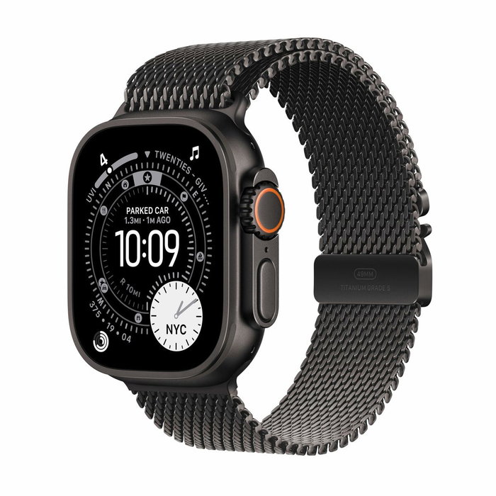 Apple Watch Ultra 3 GPS + Cellular - 49mm - Boîtier Black Titanium - Bracelet Black Titanium Milanese Loop - Medium