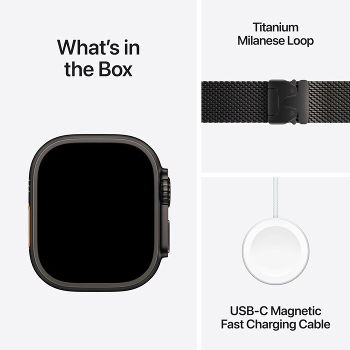 Apple Watch Ultra 3 GPS + Cellular - 49mm - Boîtier Black Titanium - Bracelet Black Titanium Milanese Loop - Medium