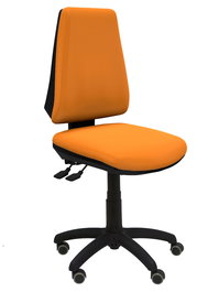 Chaise Elche Asynchrone Cuir écologique Orange Structure polyamide noire Sans accoudoirs Sans appui-tête Roulettes pour moquette