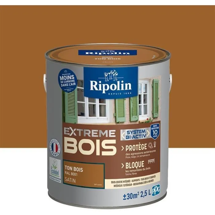 Ripolin Protection Extreme Bois Ton Bois RAL 800 Satin 2,5 L