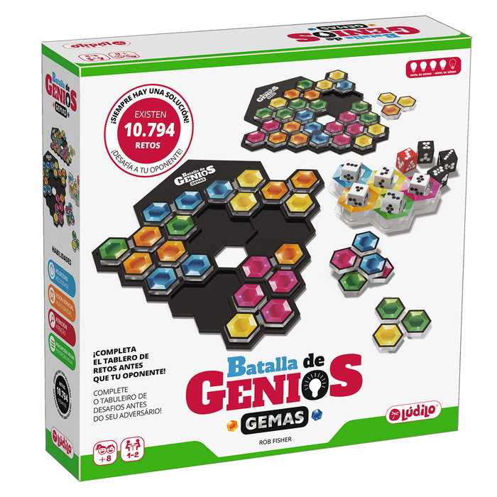 Lúdilo Jeu de Société Bataille de Génies : Gemas 803195 - Jeu de Dés et de Placement - 10 794 Combinaisons - À partir de 8 ans