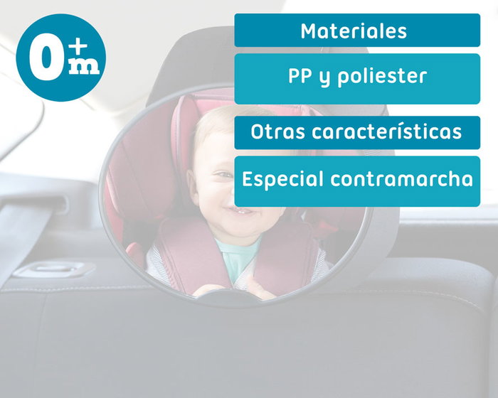 KioKids Rétroviseur de surveillance pour siège auto bébé dos à la route, noir, avec bandes ajustables