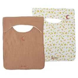 Domiva - Lot de 2 bavoirs pour bébé à encolure américaine, imprimé Savane, Coton doux et absorbant - Collection HONEY MOON