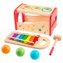 Fisher-Price Xilófono Banco De Madera Jouet Musical avec Xylophone et Percussion pour Enfants Développement Motricité Fine Bois FSC Réf. Hxt88
