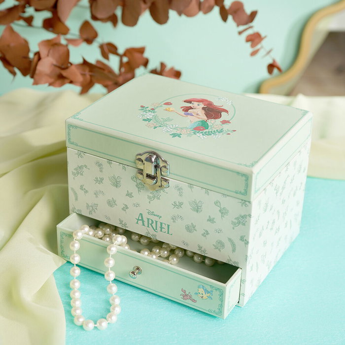 WIDDOP & CO - Joyau musical Ariel Disney Princesse - Boîte à bijoux avec tiroir et mélodie - Motif floral