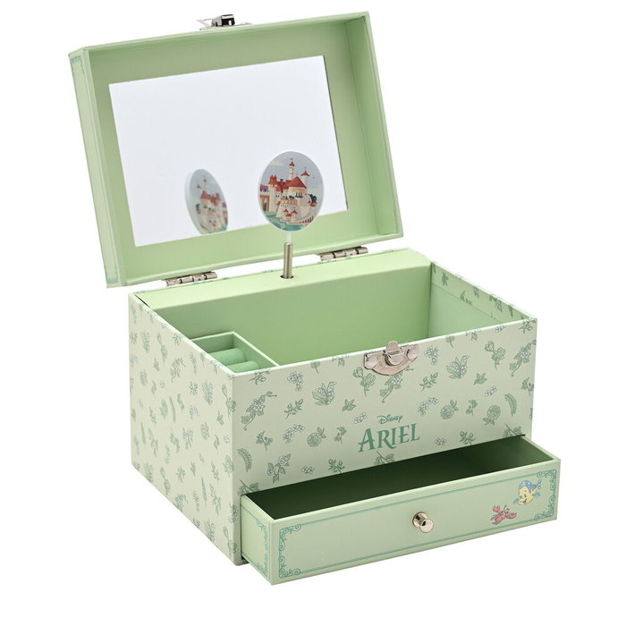 WIDDOP & CO - Joyau musical Ariel Disney Princesse - Boîte à bijoux avec tiroir et mélodie - Motif floral