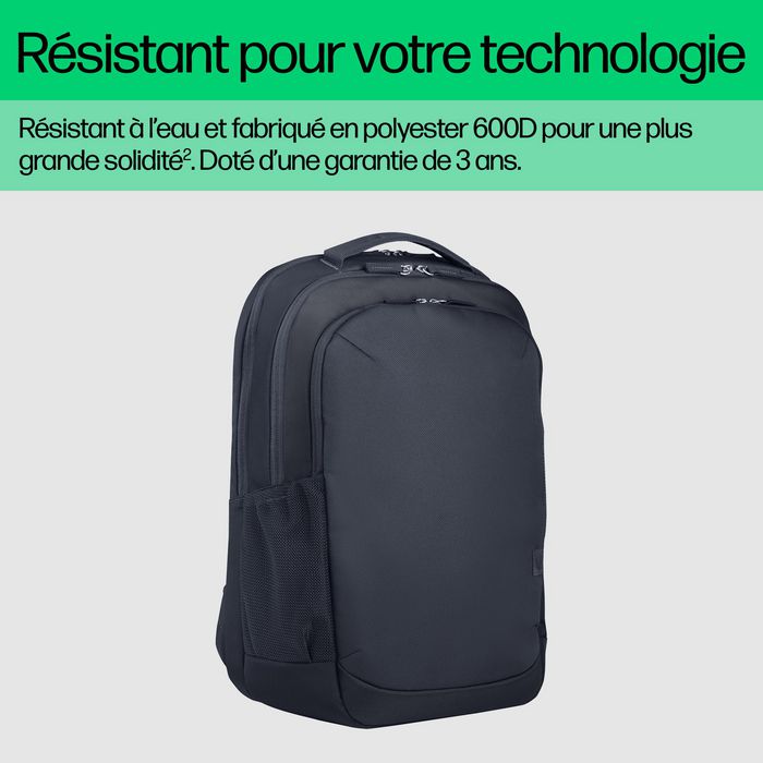 HP Sac à dos pour PC portable Everyday 16 pouces - Compartiment matelassé, 21 L, résistant à l'eau, Polyester 600D, Matériaux recyclés