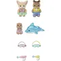 Sylvanian Families 5749 Le trio des bébés à la piscine avec bébés Écureuil Roux, Fennec, Loutre, pistolets à eau, masques et bouée dauphin