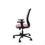 Chaise Zulema Synchro 3 positions tissu Rose Maille Blanc Base en nylon noir Accoudoir 2D Sans appui-tête Roulettes 65mm nylon