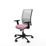Chaise Zulema Synchro 3 positions tissu Rose Maille Blanc Base en nylon noir Accoudoir 2D Sans appui-tête Roulettes 65mm nylon