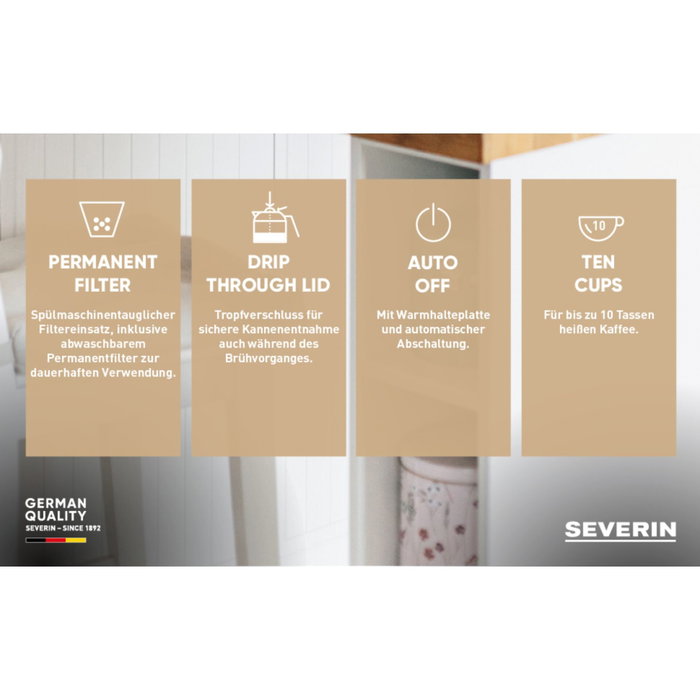 Severin KA4320 Cafetière Filtre jusqu'à 10 tasses - Noir