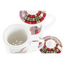 Tasse à infusion DKD Home Decor Oiseau Verre Porcelaine Rouge (300 ml) (2 Unités)