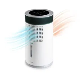 DOMO DO159A Refroidisseur d'air, ventilateur et humidificateur multifonctions avec télécommande, oscillation, minuterie, 3 vitesses - 61 dB - 9.6 W - 2.5 kg - Blanc et noir